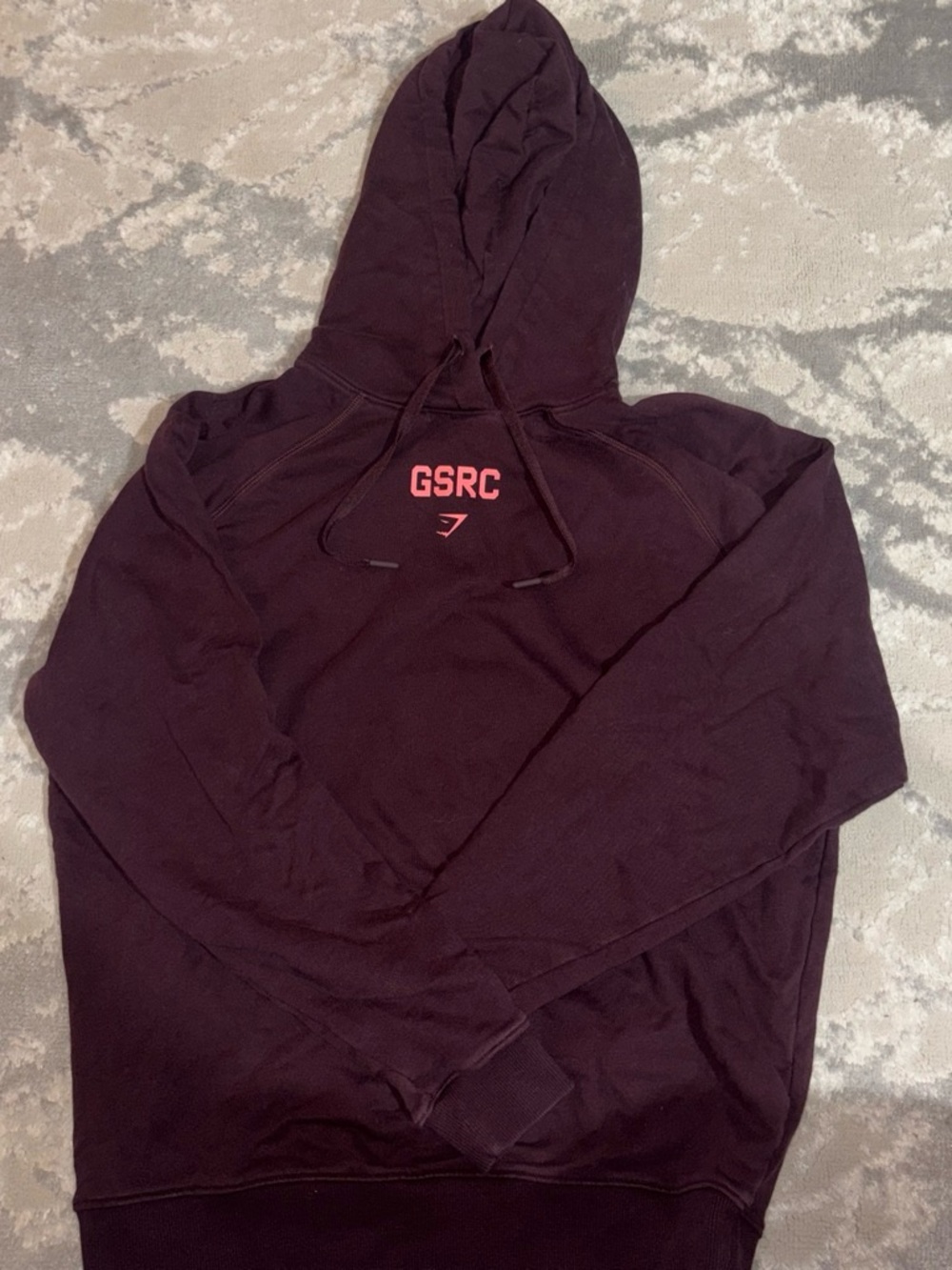 Gymshark maroon hoodie with Pink Logo - Comfortable Pullover Hooded Sweatshirt